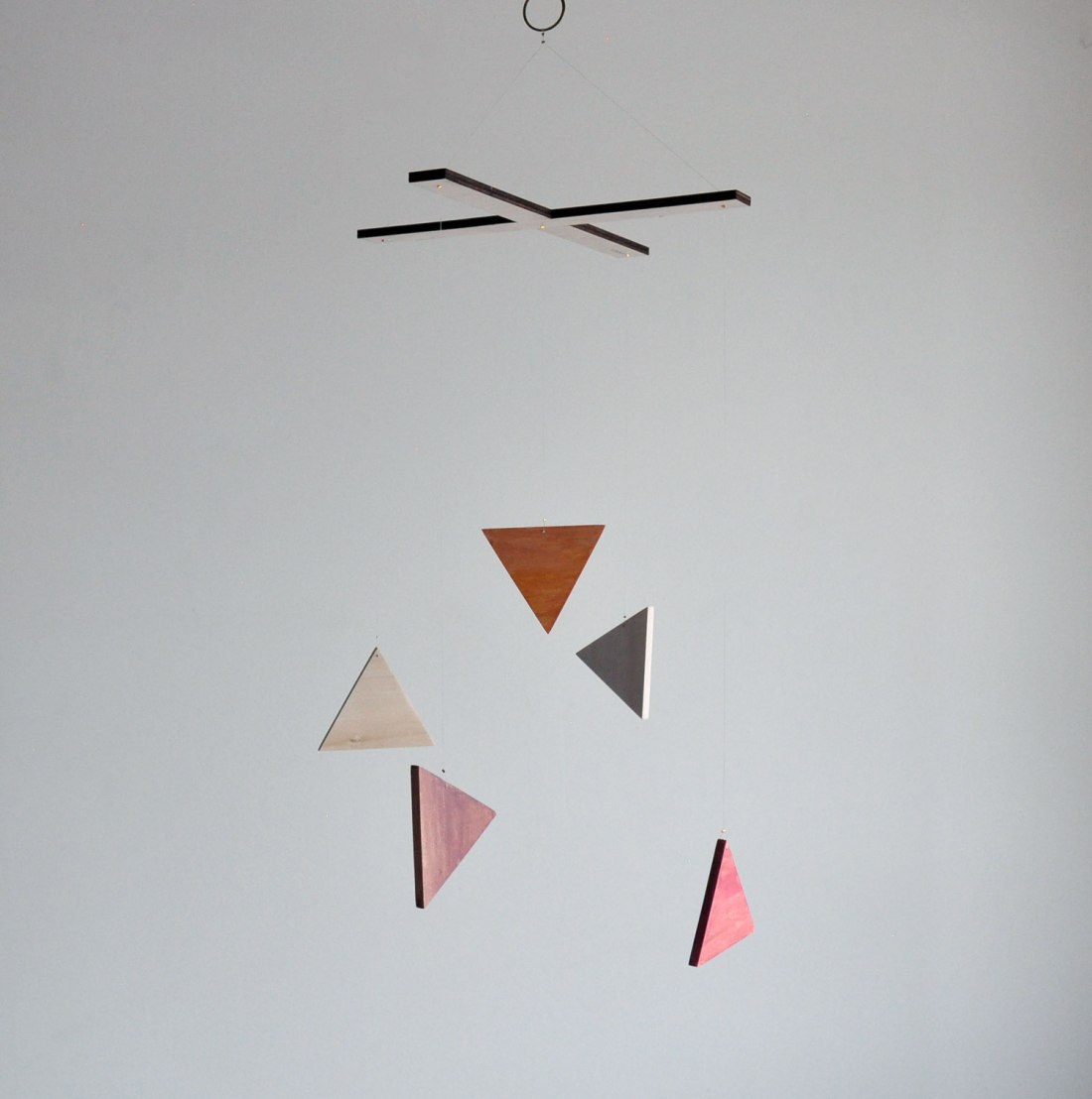 Annex Suspended Art - Geometric Triangle Wood Mobile