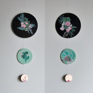 Annex Suspended Art - Floral Circle Mobile Wall Hanging