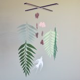 Annex suspended Art - Handmade Mobiles in Canada - Swallow Bird, Flowers and Fern Paper Mobile