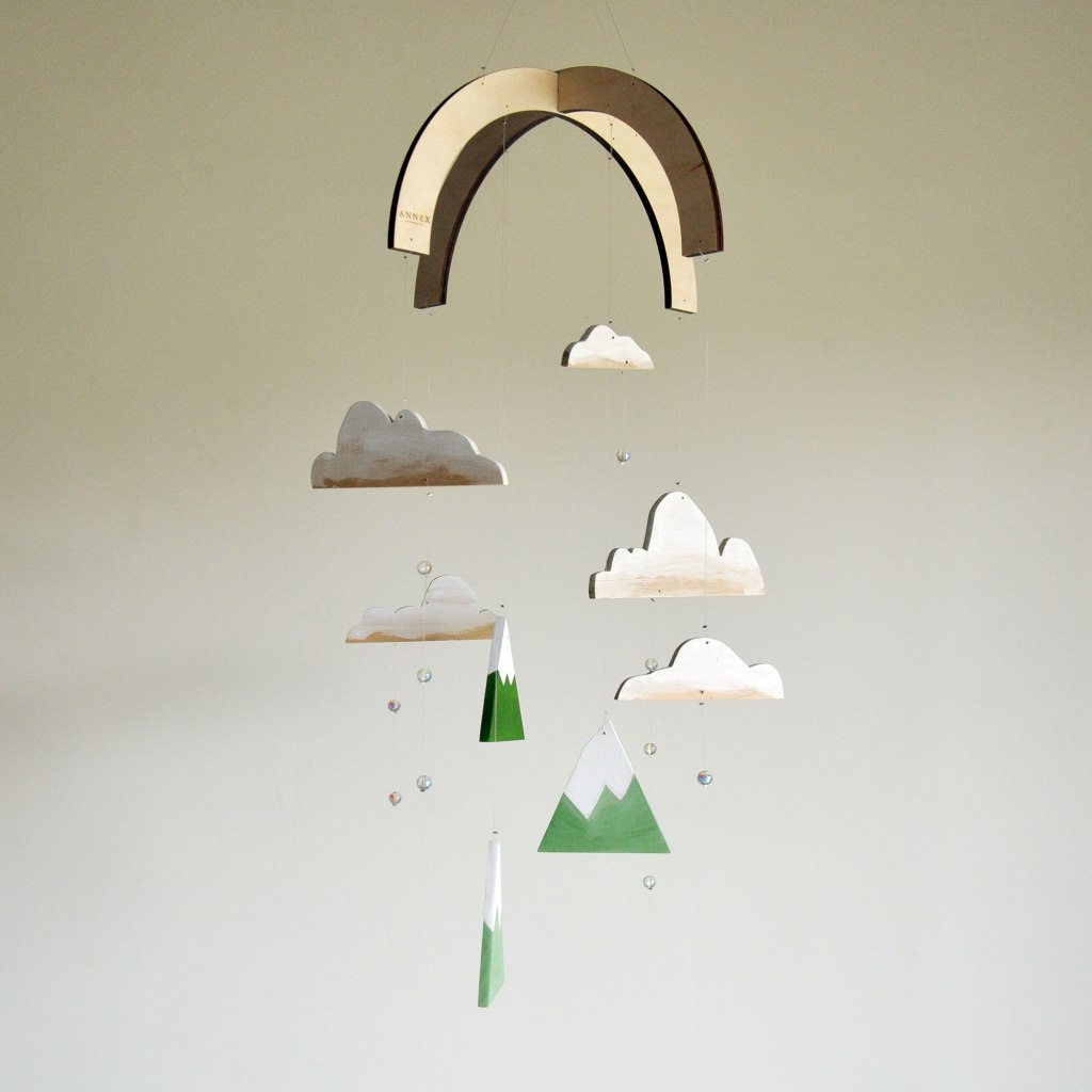 Mountains and Rain Clouds Mobile - Handmade and hand painted by Annex